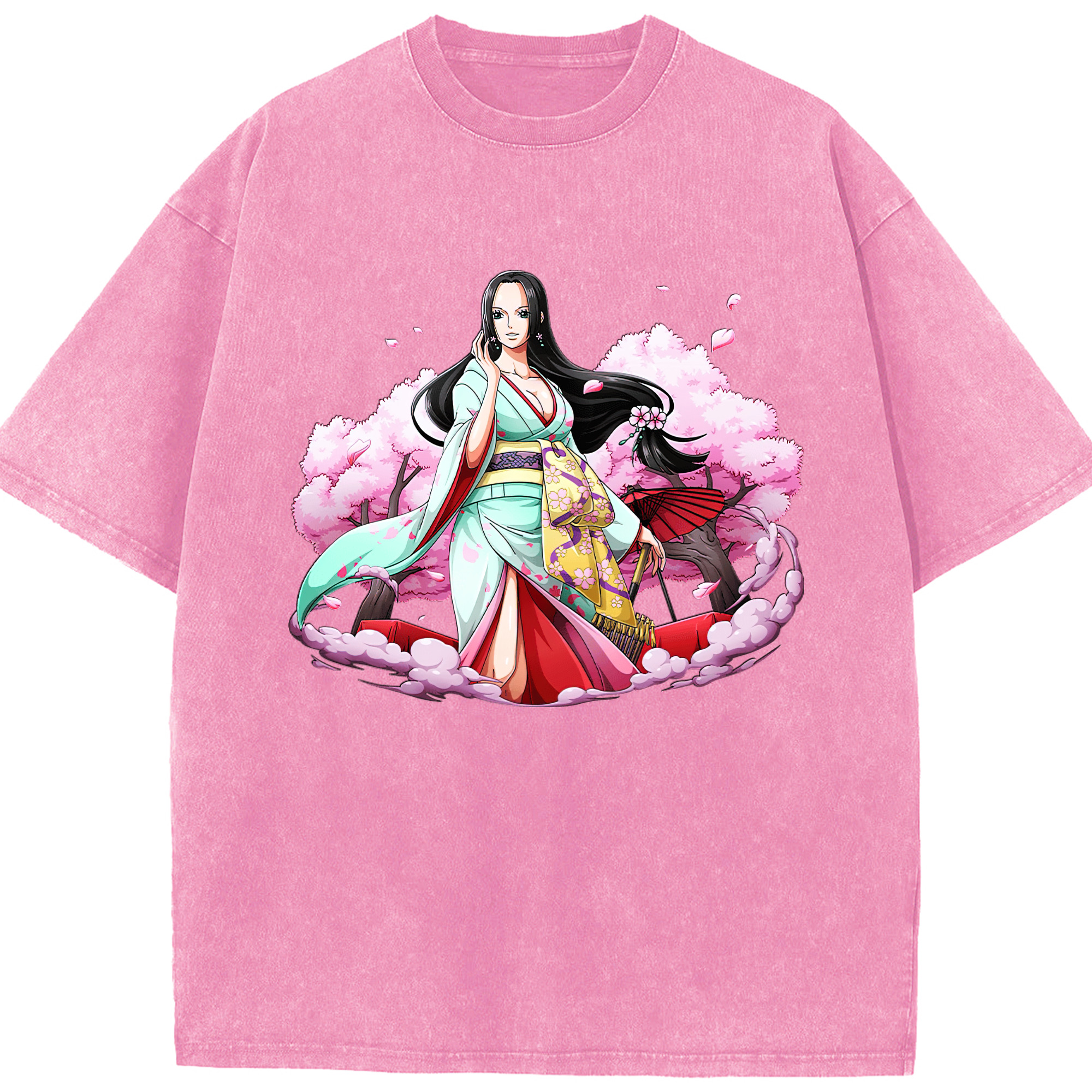 ワンピース ボア・ハンコック ONE PIECE Boa·Hancock 綿100% ヴィンテージ風 半袖Tシャツ（フロントプリント）